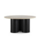 MESA COMEDOR 160x160x76 MADERA ROBLE NEGRO/MARMOL TRAVENTINO