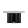MESA COMEDOR 160x160x76 MADERA ROBLE NEGRO/MARMOL TRAVENTINO
