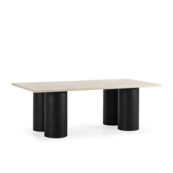 MESA COMEDOR 220x110x76 MADERA ROBLE NEGRO/MARMOL TRAVENTINO