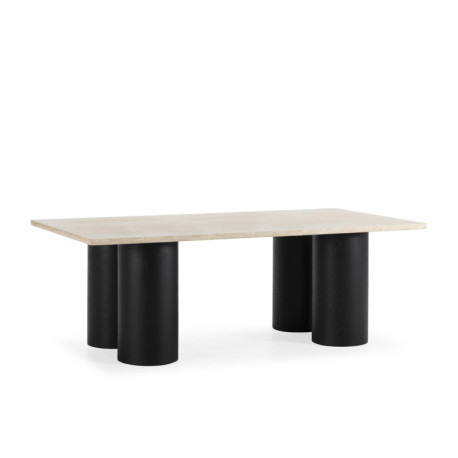 MESA COMEDOR 220x110x76 MADERA ROBLE NEGRO/MARMOL TRAVENTINO