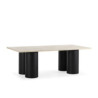 MESA COMEDOR 220x110x76 MADERA ROBLE NEGRO/MARMOL TRAVENTINO