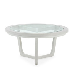 MESA DE CENTRO 80x80x40 MADERA BLANCO/CRISTAL