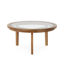 MESA DE CENTRO 80x80x40 MADERA NATURAL/CRISTAL