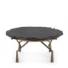 Mesa de Centro 95x95x41 Piedra Negro/Metal Dorado Antique