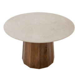 MESA DE COMEDOR 120x120x76 MARMOL CREMA/MADERA NOGAL