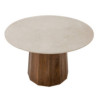 MESA DE COMEDOR 120x120x76 MARMOL CREMA/MADERA NOGAL