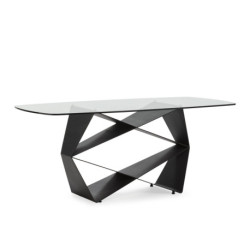 MESA DE COMEDOR 180x90x75 CRISTAL/METAL NEGRO