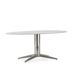 MESA DE COMEDOR 180x90x75 PIEDRA BLANCO/ACERO INOXIDABLE NEGRO