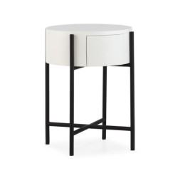 MESITA DE NOCHE 48x48x61 MADERA BLANCO/METAL NEGRO