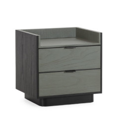 MESITA DE NOCHE 55x45x55 MADERA CEDRO NEGRO Y GRIS/METAL NEGRO