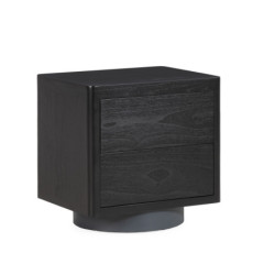 MESITA DE NOCHE 55x45x55 MADERA CEDRO NEGRO/METAL GRIS