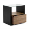 MESITA DE NOCHE 60x45x60 CRISTAL/MADERA NEGRO/NATURAL VELADO