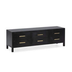 MUEBLE TV 150x40x50 MADERA NEGRO/METAL DORADO