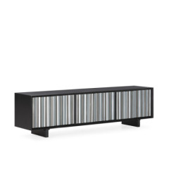 MUEBLE TV 180x45x55 MADERA NEGRO/PLATEADO/METAL GRIS
