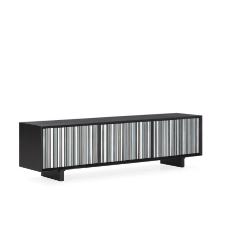 MUEBLE TV 180x45x55 MADERA NEGRO/PLATEADO/METAL GRIS