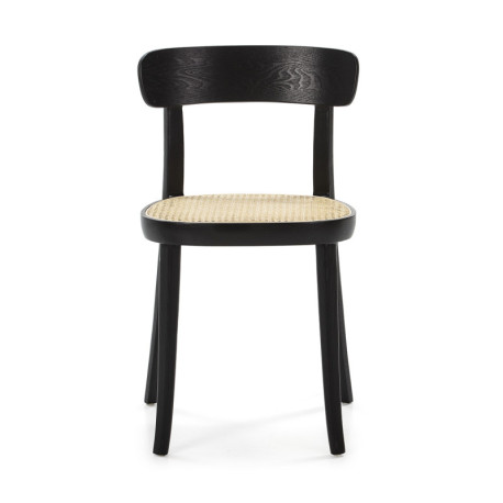 SILLA 44x48x76 MADERA NEGRO/RATTAN NATURAL