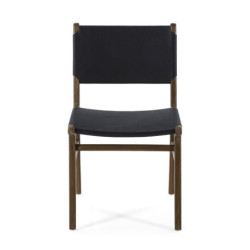 SILLA 50x56x87 MADERA TOPO/PIEL AZUL OSCURO