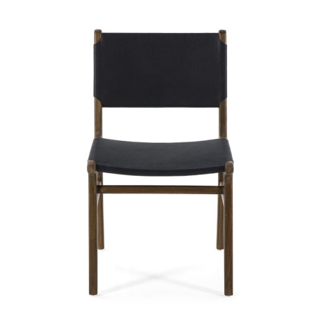 SILLA 50x56x87 MADERA TOPO/PIEL AZUL OSCURO