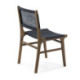 SILLA 50x56x87 MADERA TOPO/PIEL AZUL OSCURO