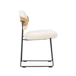 SILLA 55,5x50,8x80,3 METAL NEGRO/MADERA NATURAL/TELA BLANCO
