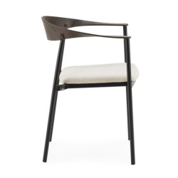 SILLA APILABLE 60,5x53x75,5 METAL IMITACION MADERA/NEGRO/TELA SAN REMO 903 BLANCO