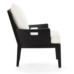 SILLON 69x77x80 MADERA DE TECA NEGRO/TELA BLANCO