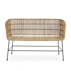SOFA 130x61x80 METAL NEGRO/MIMBRE NATURAL