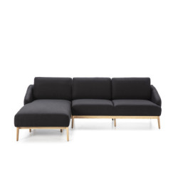 SOFA CHAISE LONGUE 285x90/150x80 MADERA NATURAL/TELA L802-13 BLACK