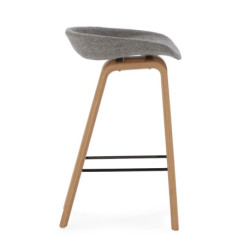 TABURETE ALTO 45x52,5x84 MADERA NATURAL/TELA GRIS