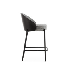 TABURETE ALTO xx METAL/MADERA NEGRO/TELA GRIS