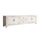 VICAL HOME / MUEBLE TV 4 PUERTAS 2 CAJONES BLANCO ROTO DECAPADO MADERA DE PINO