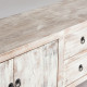 VICAL HOME / MUEBLE TV 4 PUERTAS 2 CAJONES BLANCO ROTO DECAPADO MADERA DE PINO