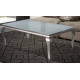 MESA DE CENTRO RECTANGULAR ESTRUCTURA ACERO CROMADO TOPE CRISTAL BLANCO