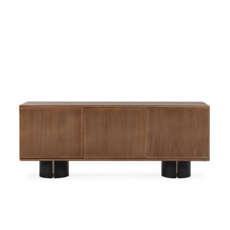 APARADOR 200x50x80 MADERA DE OLMO COLOR NOGAL/NEGRO MATE