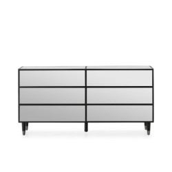 COMODA 160x45x80 MADERA/METAL NEGRO/ESPEJO