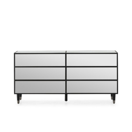 COMODA 160x45x80 MADERA/METAL NEGRO/ESPEJO