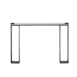 CONSOLA 119x32x91 METAL LATON ANTIQUE/MARMOL BLANCO