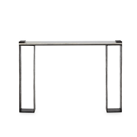 CONSOLA 119x32x91 METAL LATON ANTIQUE/MARMOL BLANCO