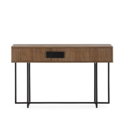 CONSOLA 130x45x80 MADERA DE OLMO COLOR NOGAL/METAL NEGRO