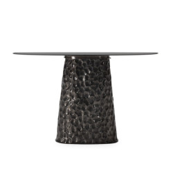 CONSOLA 135x37x81 METAL NIQUEL NEGRO/CRISTAL NEGRO