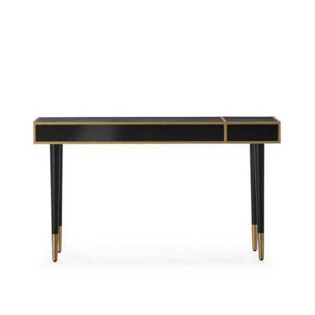 CONSOLA 140x40x80 MADERA/METAL DORADO/ESPEJO NEGRO