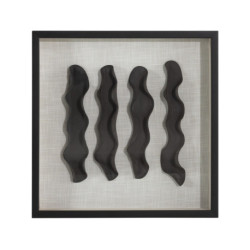 CUADRO 60x6x60 MADERA/ARCILLA NEGRO/DORADO