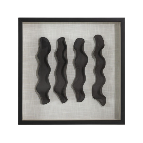 CUADRO 60x6x60 MADERA/ARCILLA NEGRO/DORADO