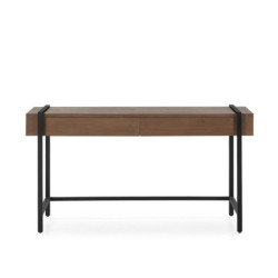 ESCRITORIO 140x70x75 MADERA DE OLMO COLOR NOGAL/METAL NEGRO MATE