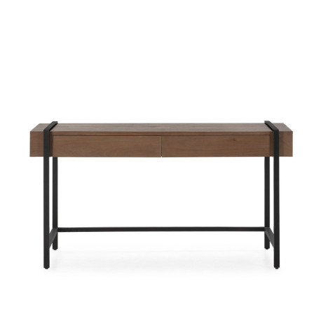 ESCRITORIO 140x70x75 MADERA DE OLMO COLOR NOGAL/METAL NEGRO MATE