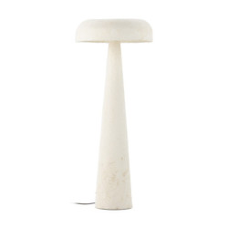 LAMPARA DE PIE 53x53x130 PAPEL MACHE BEIGE ENVEJECIDO