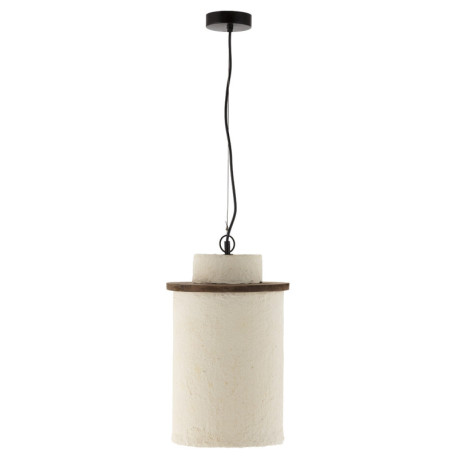LAMPARA DE TECHO 28x28x43/120 PAPEL MACHE BEIGE ENVEJECIDO/MADERA MARRON/METAL NEGRO