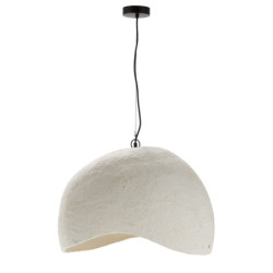 LAMPARA DE TECHO 52x40x35/120 PAPEL MACHE BEIGE ENVEJECIDO/METAL NEGRO