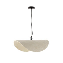 LAMPARA DE TECHO 58x43x17/120 PAPEL MACHE BEIGE ENVEJECIDO/METAL NEGRO