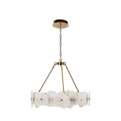 LAMPARA DE TECHO 73x73x25 ALABASTRO NATURAL - METAL DORADO